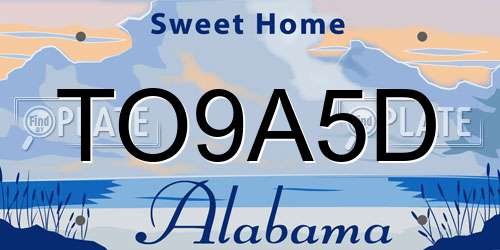 TO9A5D Alabama License Plate