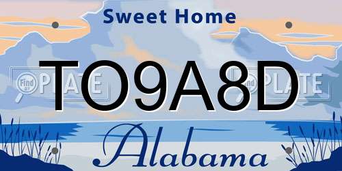 TO9A8D Alabama License Plate