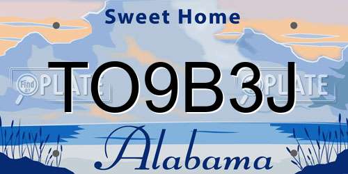 TO9B3J Alabama License Plate