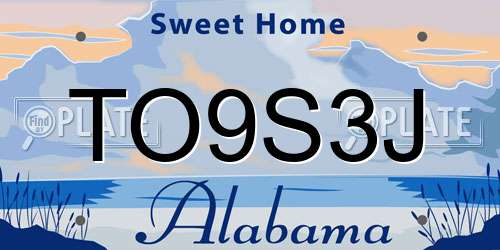TO9S3J Alabama License Plate
