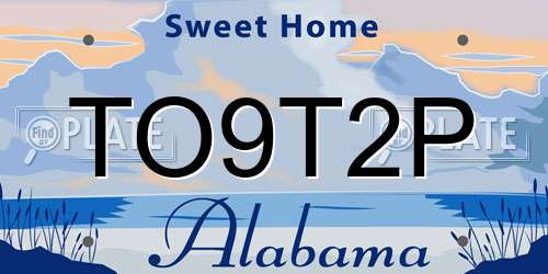 TO9T2P Alabama License Plate