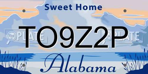 TO9Z2P Alabama License Plate
