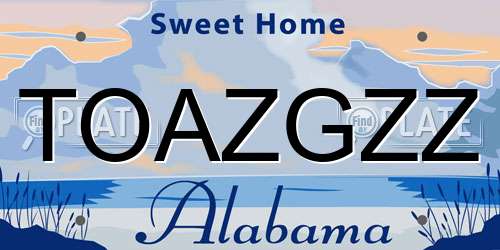 TOAZGZZ Alabama License Plate