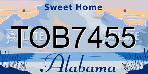 TOB7455 Alabama License Plate