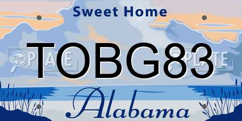 TOBG83 Alabama License Plate