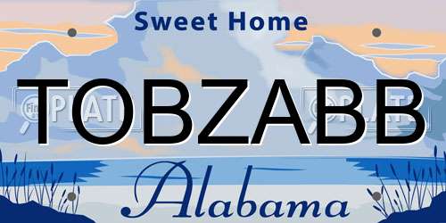 TOBZABB Alabama License Plate