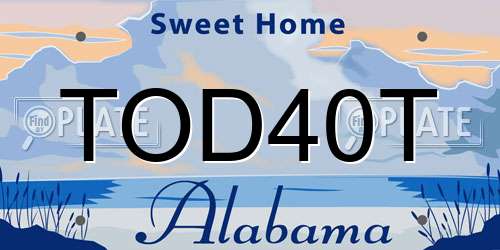 TOD40T Alabama License Plate