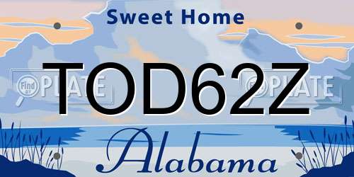 TOD62Z Alabama License Plate
