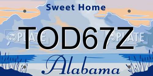 TOD67Z Alabama License Plate