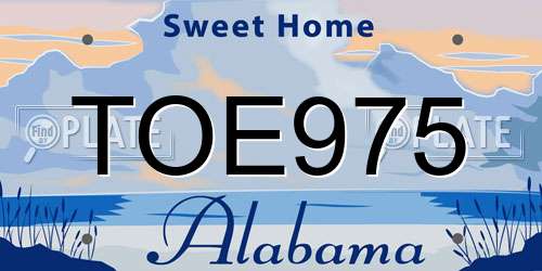 TOE975 Alabama License Plate