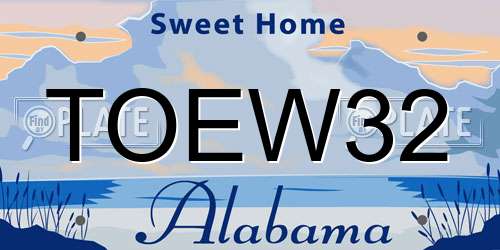 TOEW32 Alabama License Plate