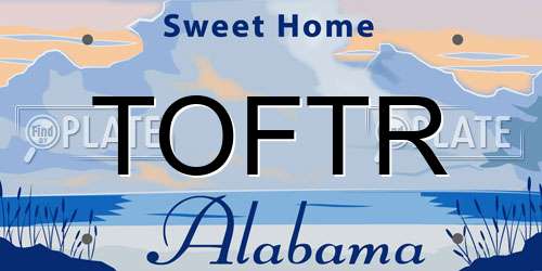 TOFTR Alabama License Plate
