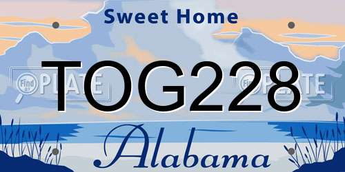 TOG228 Alabama License Plate
