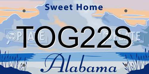 TOG22S Alabama License Plate