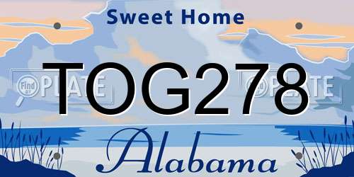 TOG278 Alabama License Plate
