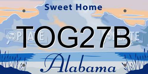 TOG27B Alabama License Plate