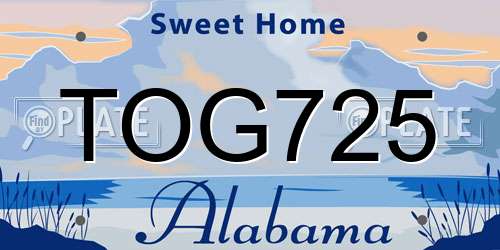 TOG725 Alabama License Plate