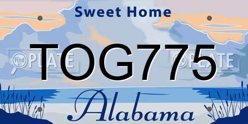 TOG775 Alabama License Plate