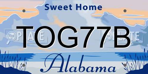 TOG77B Alabama License Plate