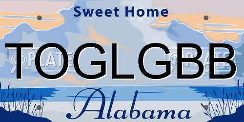 TOGLGBB Alabama License Plate