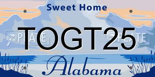 TOGT25 Alabama License Plate