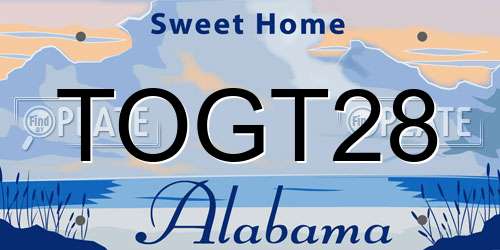 TOGT28 Alabama License Plate