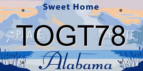 TOGT78 Alabama License Plate