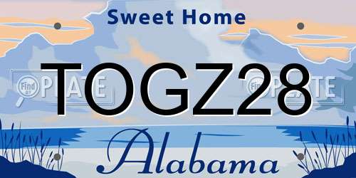 TOGZ28 Alabama License Plate