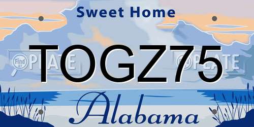 TOGZ75 Alabama License Plate
