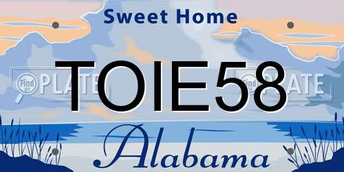 TOIE58 Alabama License Plate
