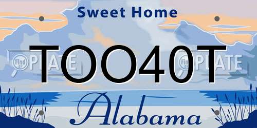 TOO40T Alabama License Plate