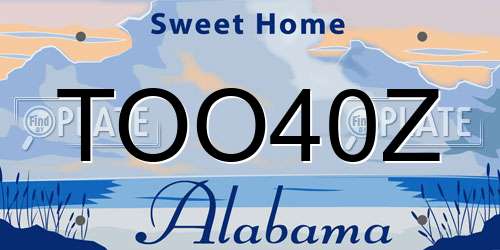 TOO40Z Alabama License Plate