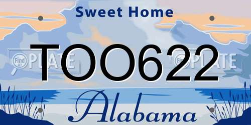 TOO622 Alabama License Plate