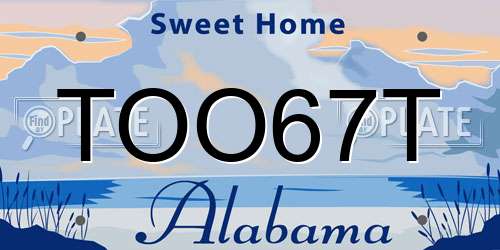 TOO67T Alabama License Plate