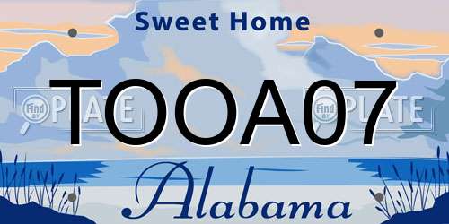 TOOA07 Alabama License Plate