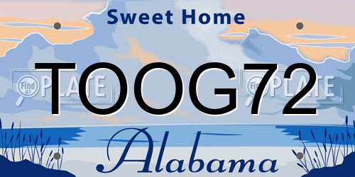 TOOG72 Alabama License Plate