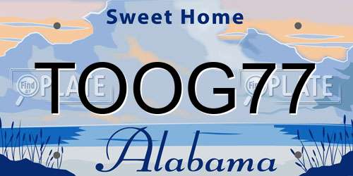 TOOG77 Alabama License Plate