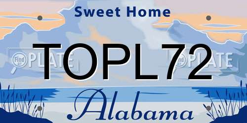 TOPL72 Alabama License Plate