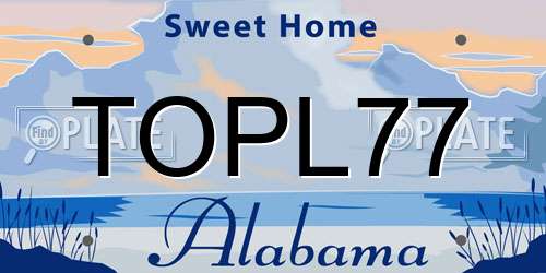TOPL77 Alabama License Plate