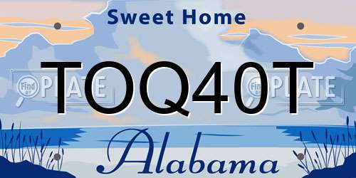 TOQ40T Alabama License Plate