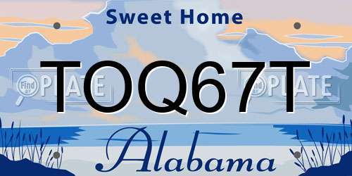 TOQ67T Alabama License Plate