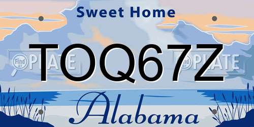 TOQ67Z Alabama License Plate