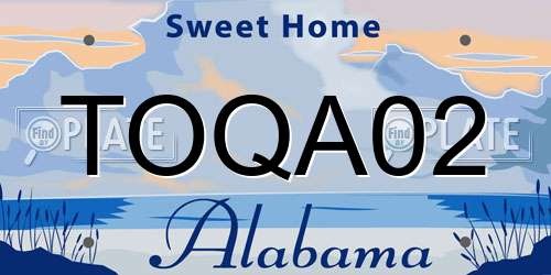 TOQA02 Alabama License Plate