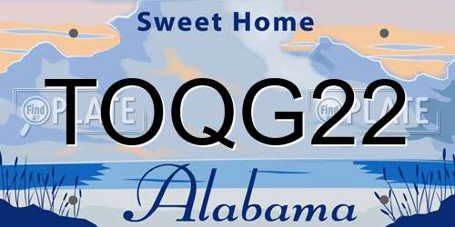 TOQG22 Alabama License Plate