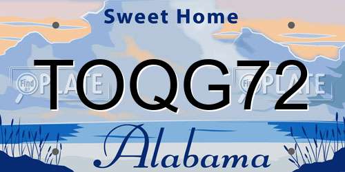 TOQG72 Alabama License Plate