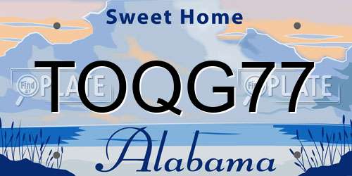 TOQG77 Alabama License Plate