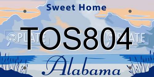 TOS804 Alabama License Plate