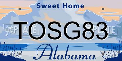 TOSG83 Alabama License Plate