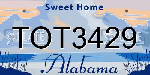 TOT3429 Alabama License Plate