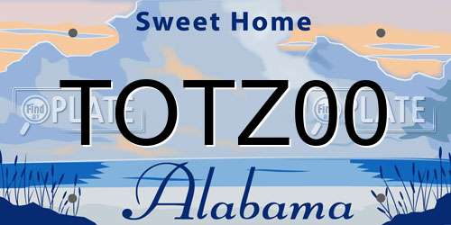 TOTZ00 Alabama License Plate